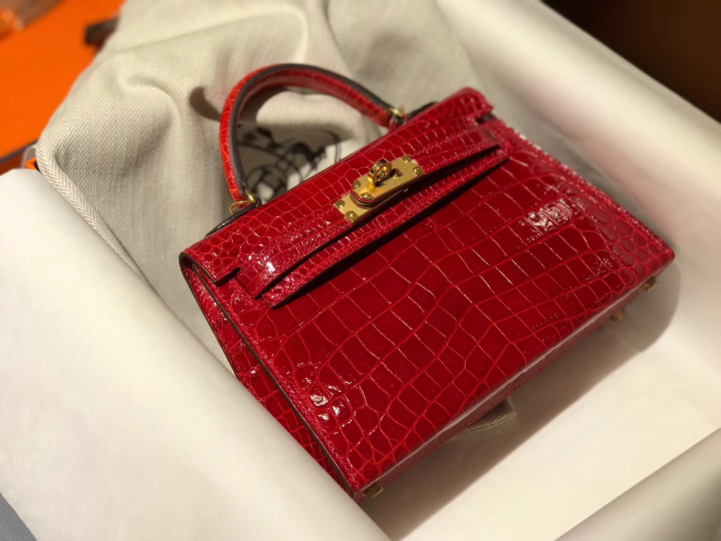 HERMES 爱马仕 Mini kelly 二代 20cm 法拉利红