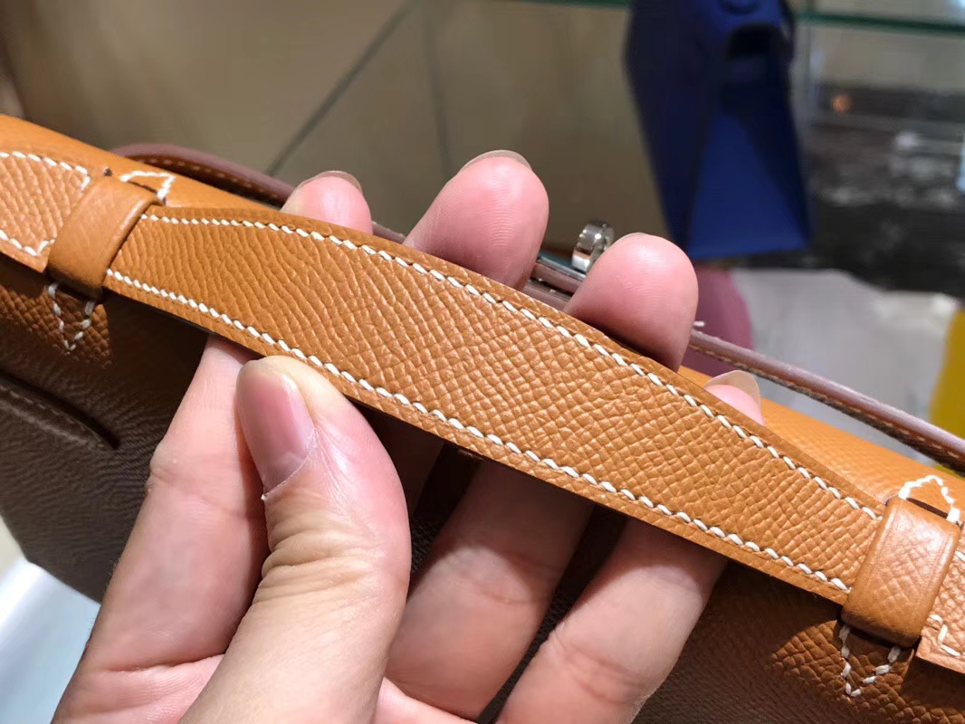 HERMES 爱马仕 Mini Kelly 22cm 手拎包 2H金棕色kraft