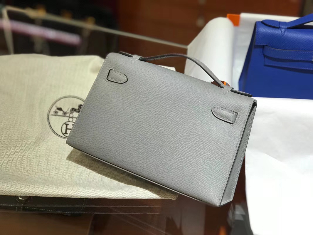 HERMES 爱马仕 Mini Kelly 22cm 手拎包 J7亚麻蓝Bleu Lin
