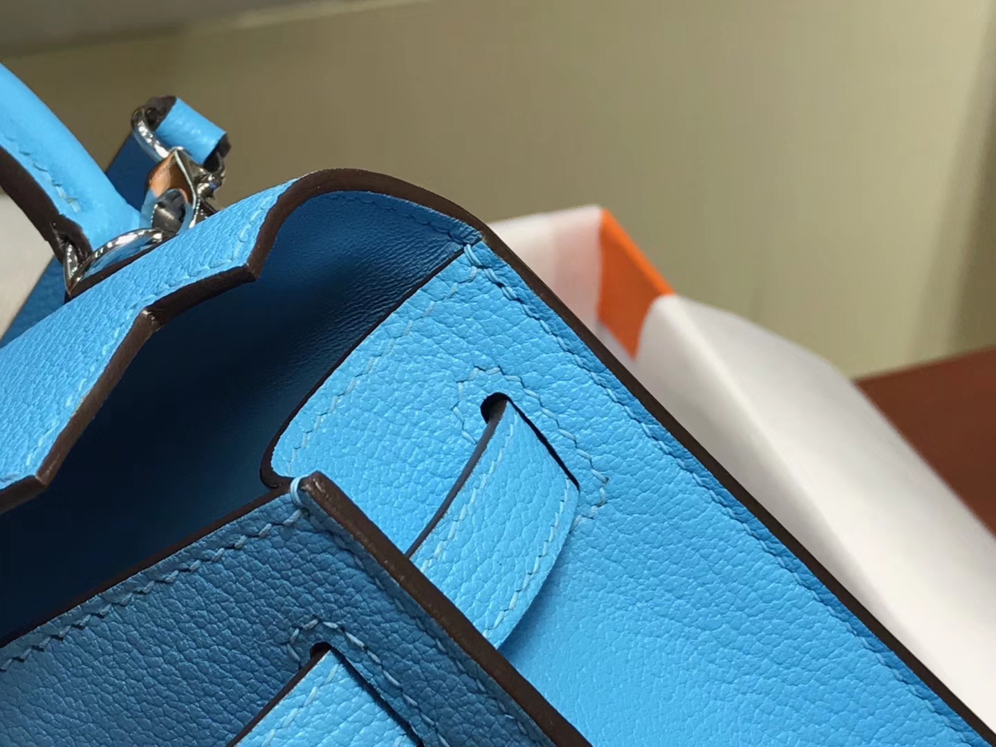 HERMES 爱马仕 Mini Kelly二代 Chevre皮 海蓝 7A