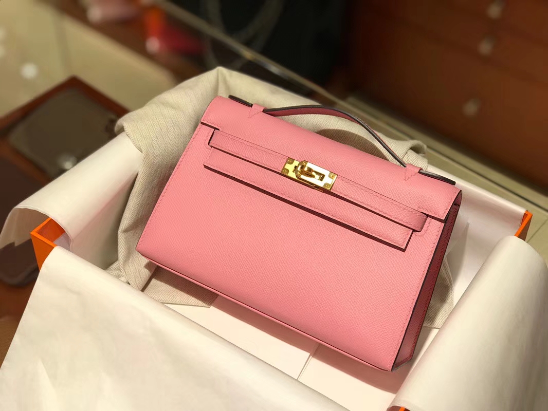 HERMES Mini Kelly 22cm 手拎包 3Q 奶昔粉