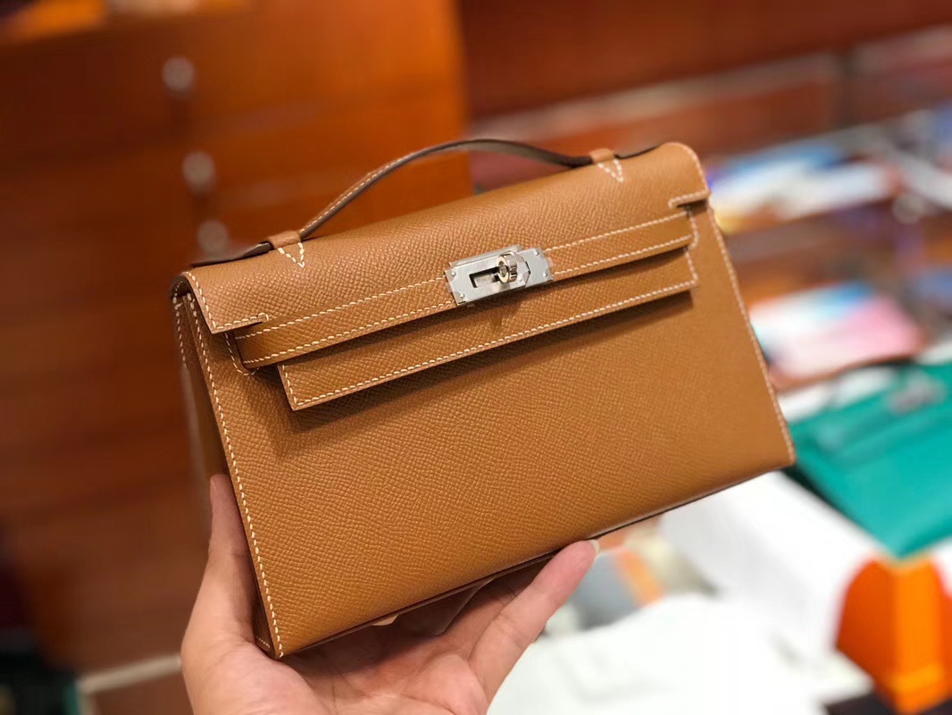 HERMES 爱马仕 Mini Kelly 22cm 手拎包 2H金棕色kraft