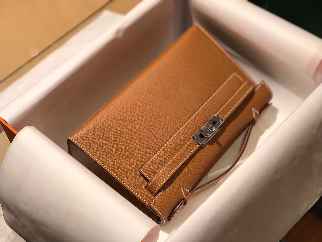 HERMES 爱马仕 Mini Kelly 22cm 手拎包 2H金棕色kraft