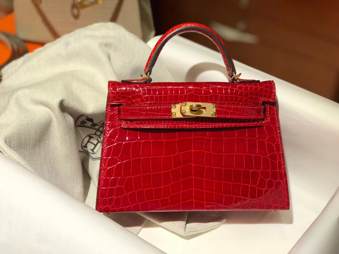 HERMES 爱马仕 Mini kelly 二代 20cm 法拉利红