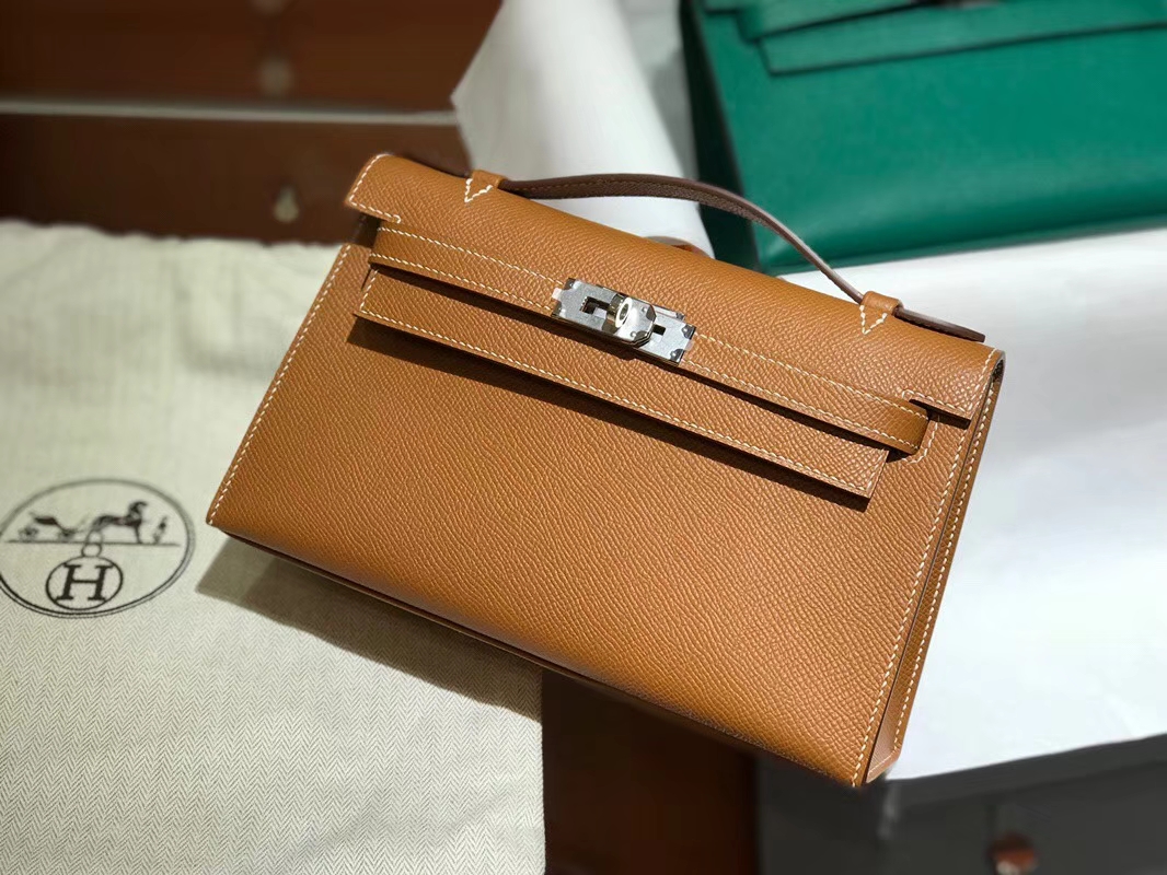 HERMES 爱马仕 Mini Kelly 22cm 手拎包 2H金棕色kraft