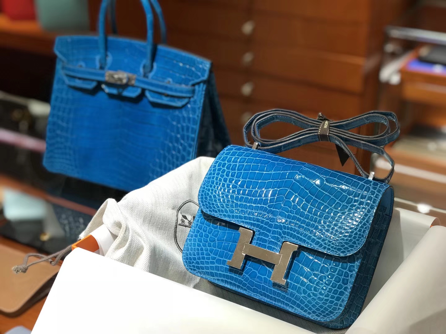HERMES 爱马仕 铂金包 Birkin 空姐包 Constance B3 坦桑尼亚蓝 新水妖蓝 Zanzibar Blue 配全套专柜原版包装