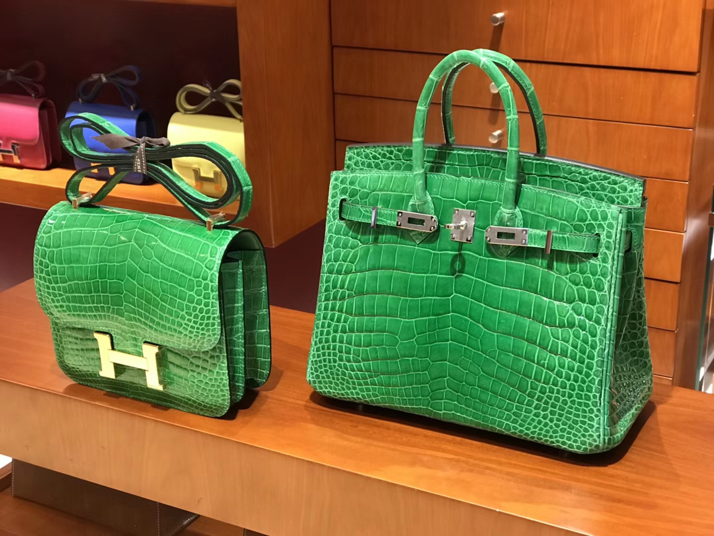 HERMES 爱马仕 铂金包 Birkin/空姐包 Constance 纯手工蜡线 鳄鱼皮