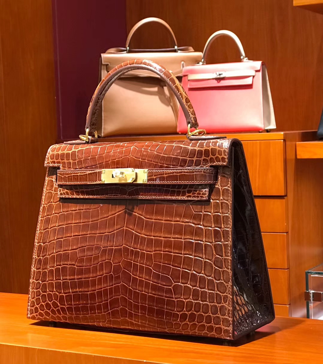 HERMES 爱马仕 Birkin25cm Kelly 25CM 金扣 4g 焦糖色 brulee 进口鳄鱼皮