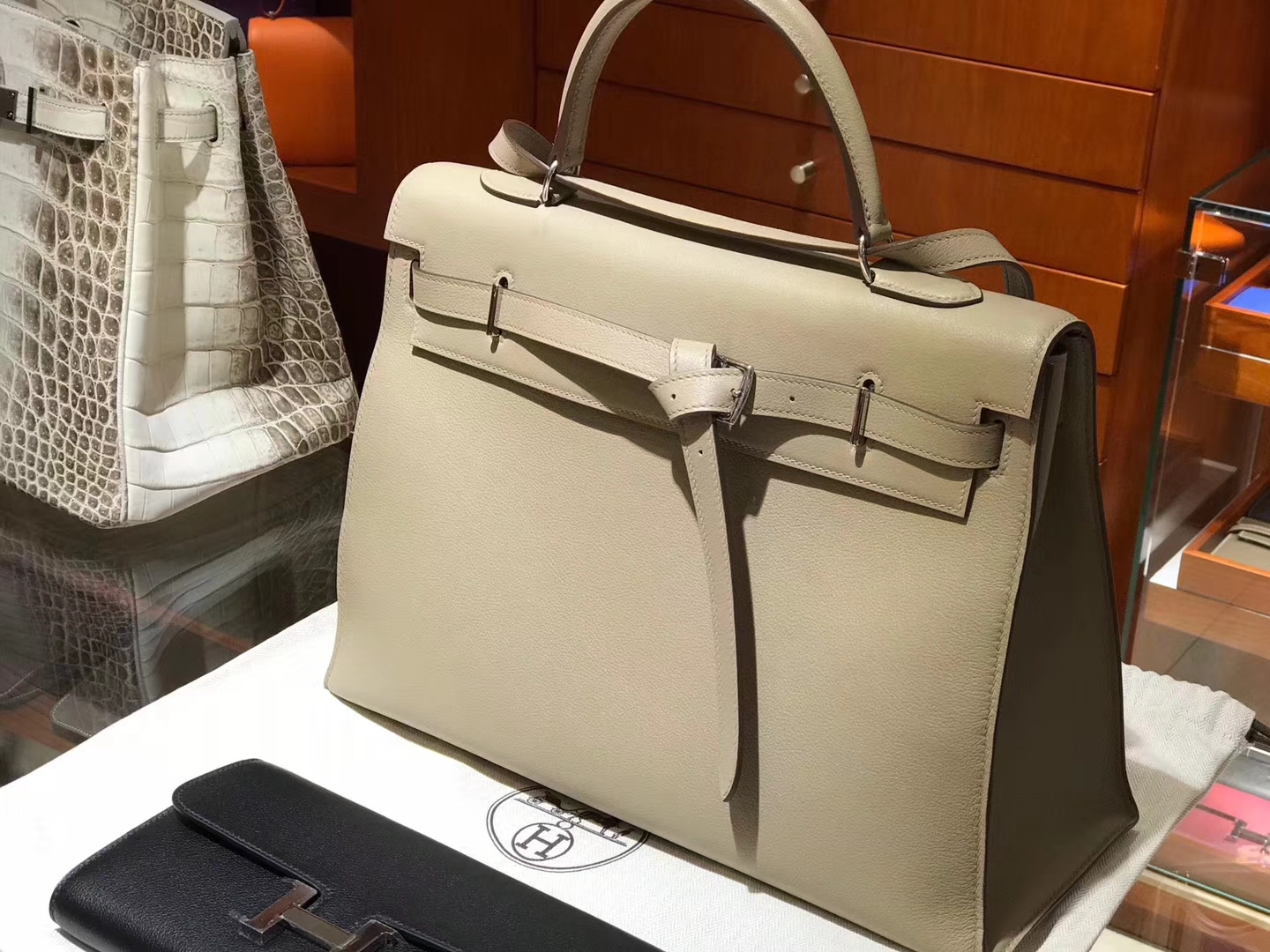 HERMES 爱马仕 Kellyfalt S2 风衣灰 Trench Swift 手工定制  配全套专柜原版包装