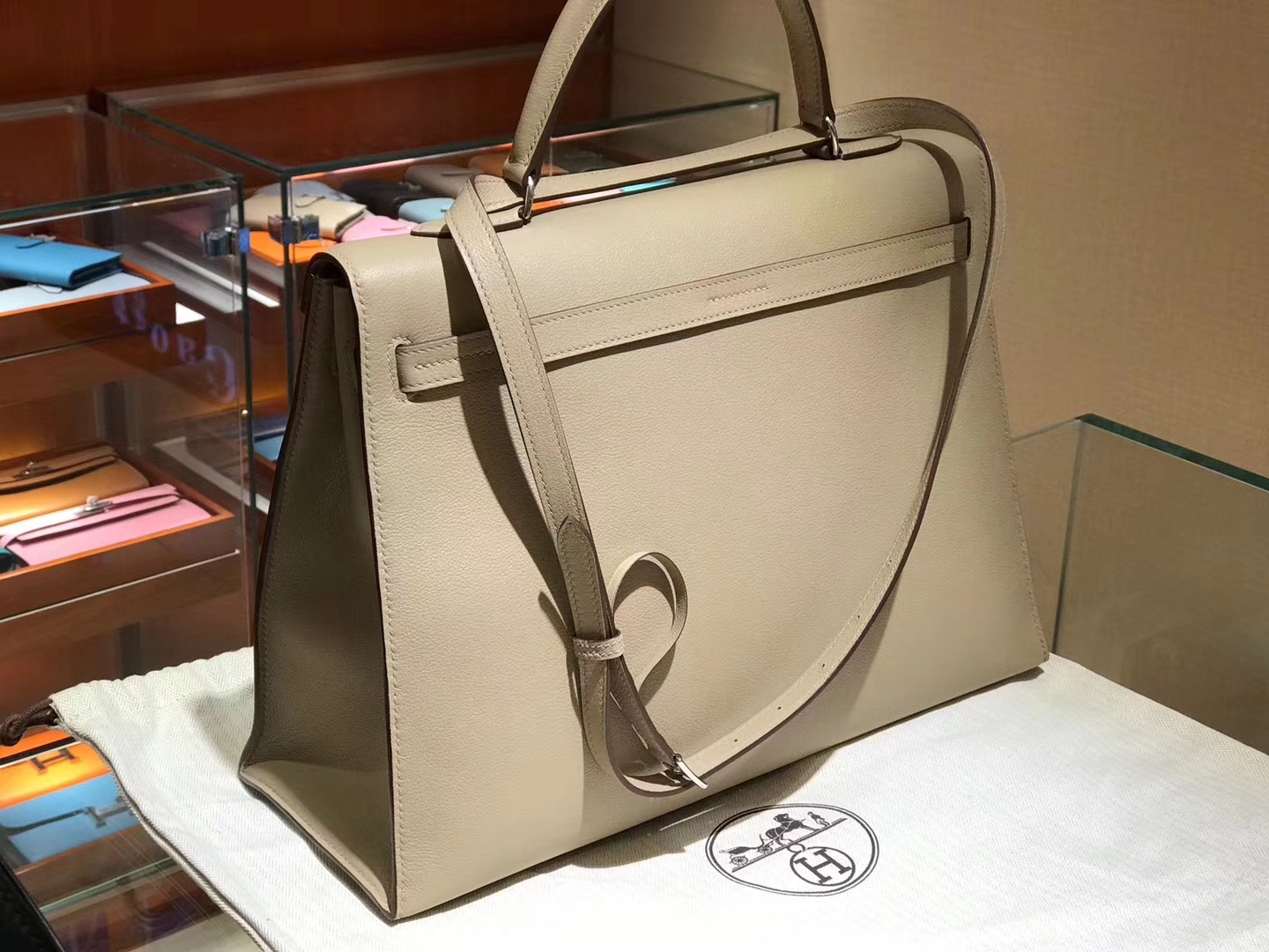 HERMES 爱马仕 Kellyfalt S2 风衣灰 Trench Swift 手工定制  配全套专柜原版包装
