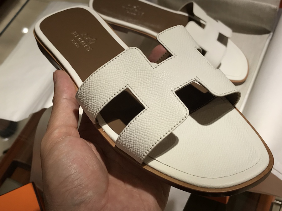 Hermes 经典款拖鞋  高端订制  独家品质 纯白色 Epsom 厂家直销