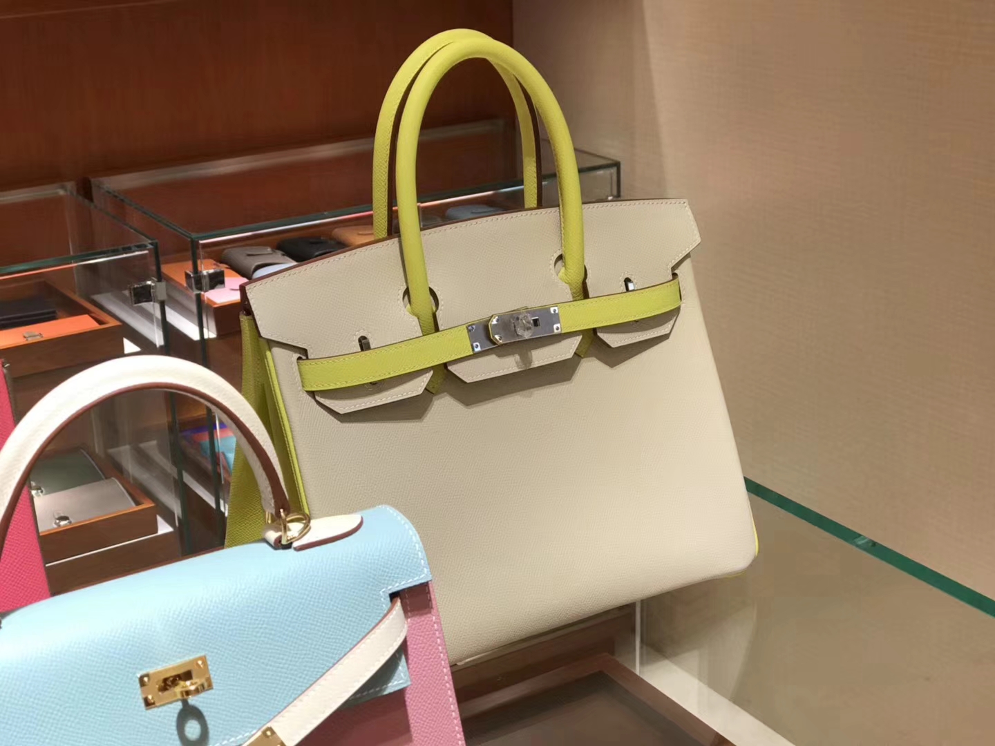 HERMES 爱马仕 Birkin 25CM s2 风衣灰 trench 拼 柠檬黄