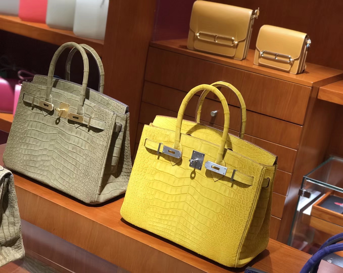 HERMES 爱马仕 凯莉包 Kelly 铂金包 Birkin 翻毛鳄鱼皮 五金是拉丝 现货