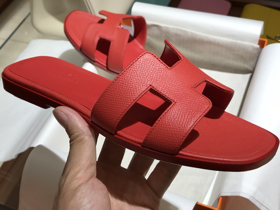 Hermes 经典款拖鞋  高端订制  独家品质 中国红同色底 Epsom