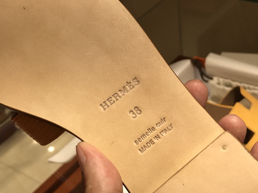 Hermes  Lizard 蜥蜴皮拖鞋 意大利树羔皮底 太阳黄