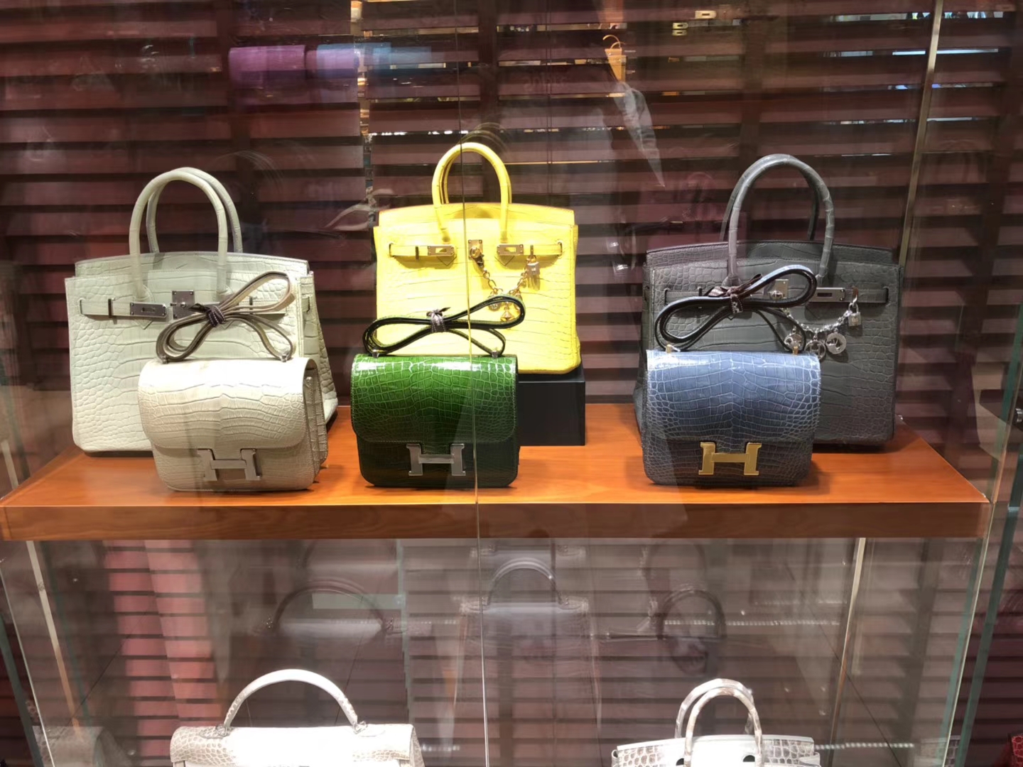 HERMES 爱马仕 Constance 空姐包 18cm 24cm 鳄鱼皮 白色 翡翠绿 玛瑙兰
