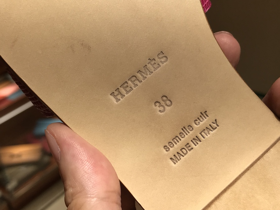 Hermes  Lizard 蜥蜴皮拖鞋 意大利树羔皮底 玫红