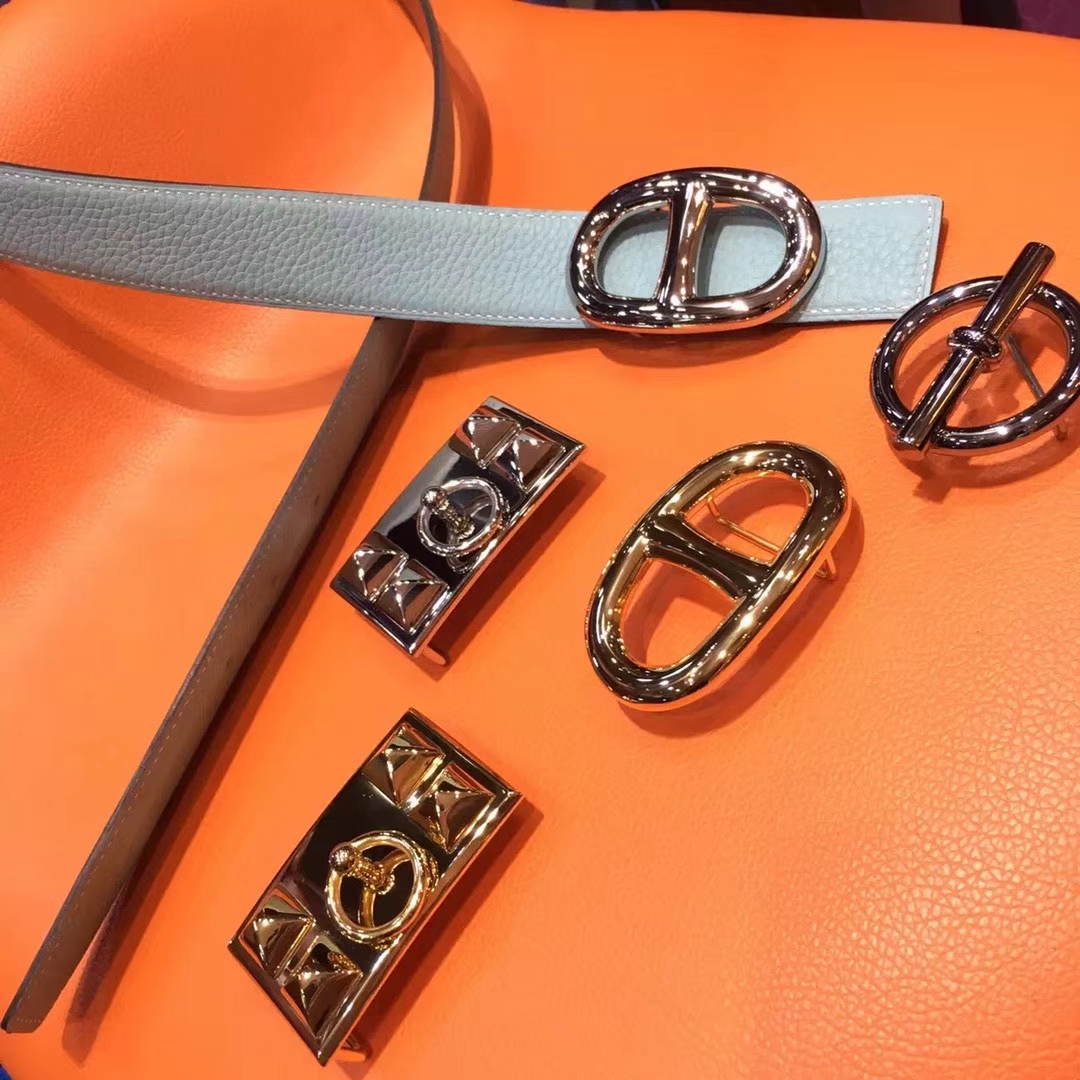 广州白云皮具城 HERMES 爱马仕定制 送礼 最佳 扣头 皮带随便搭 亚麻蓝