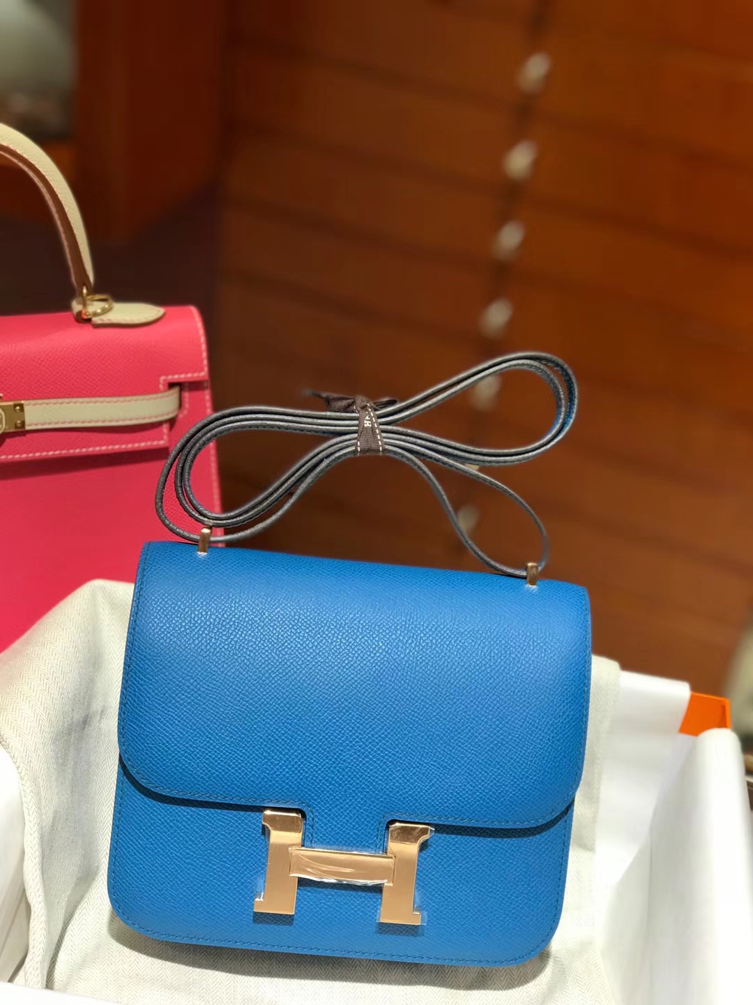 HERMES 空姐包 Constance 手掌纹 T7 水妖蓝 Blue Hydra 金扣