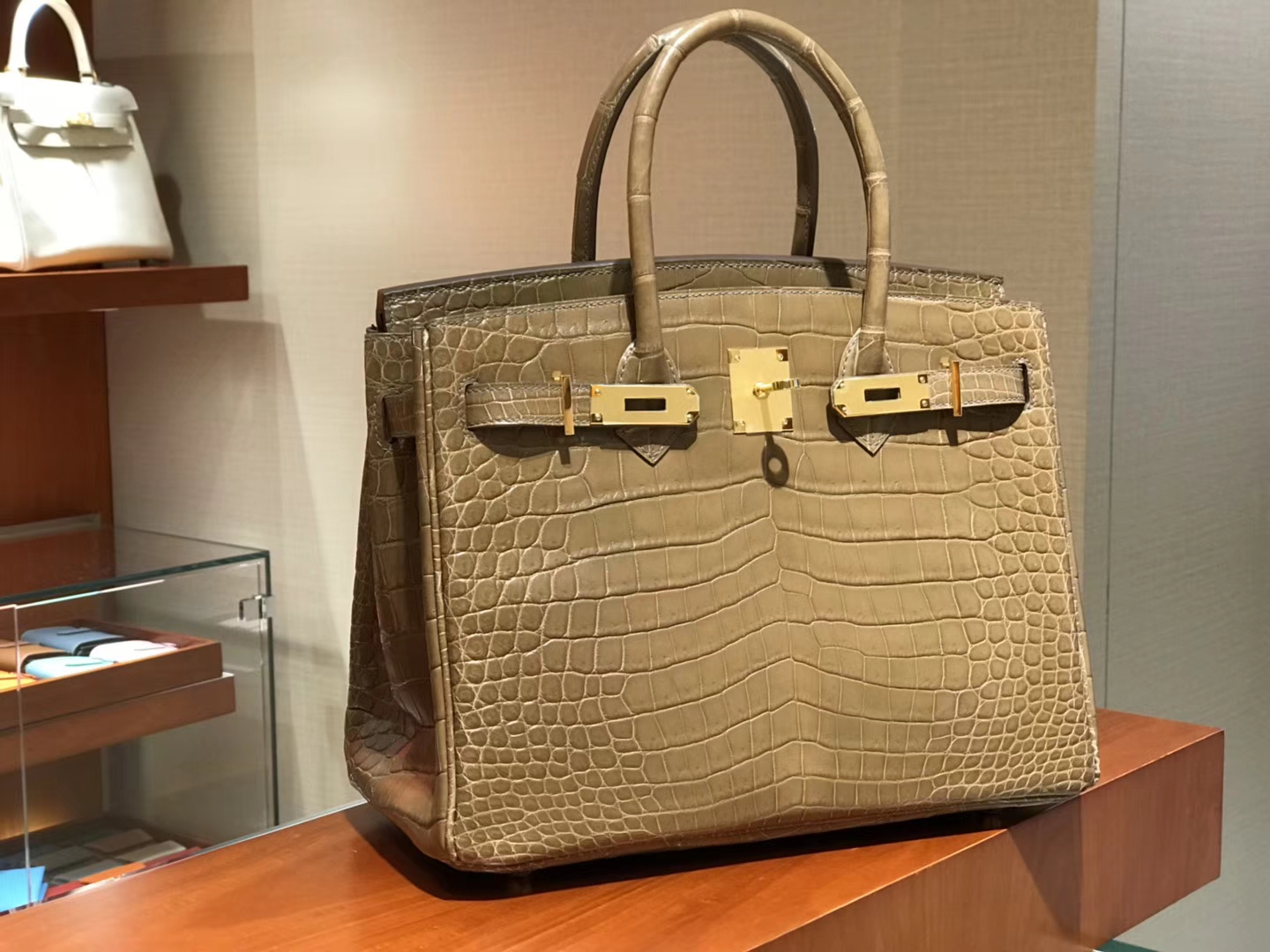 HERMES 爱马仕 铂金包 Birkin 接受定制 cc14 杏色 beige 鳄鱼皮