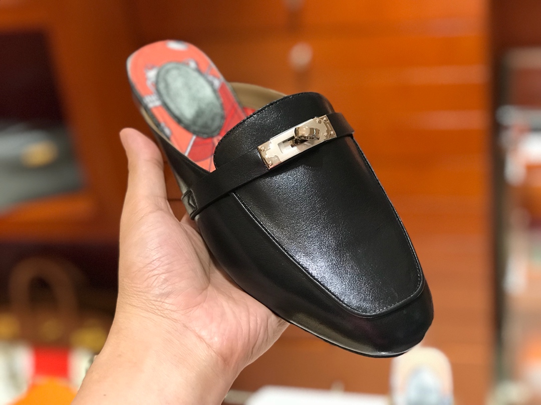 HERMES 18年秋冬新款女款 凯莉mini Kelly扣平底拖鞋