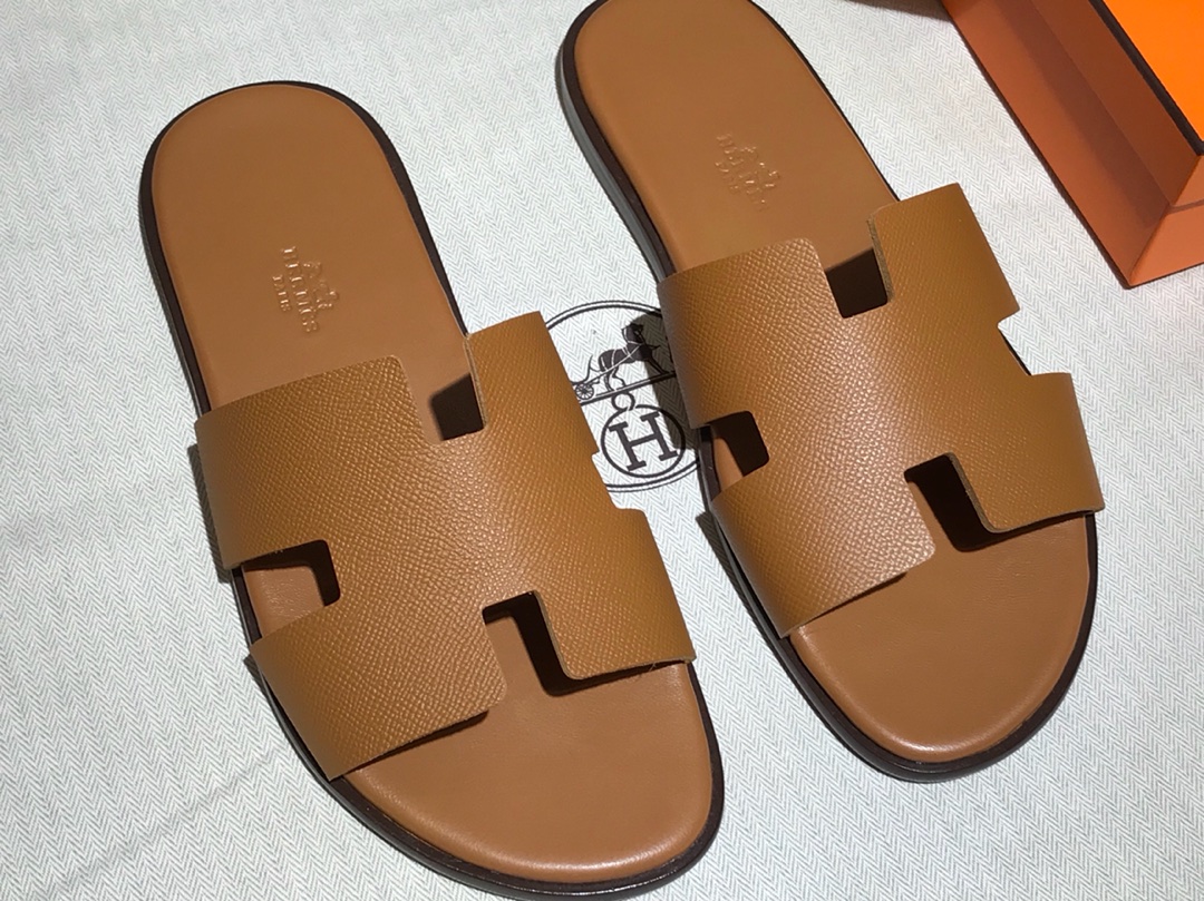 Hermes男仕经典款拖鞋 Epsom leather  意大利树羔皮底 独家品质