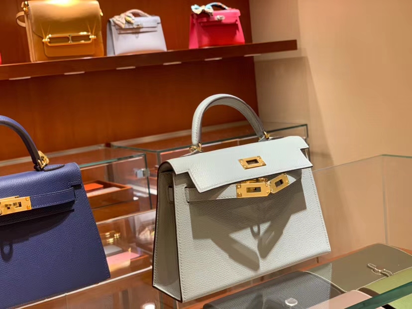 HERMES 爱马仕 Kelly 20cm 凯利二代 Epsom 亚麻蓝