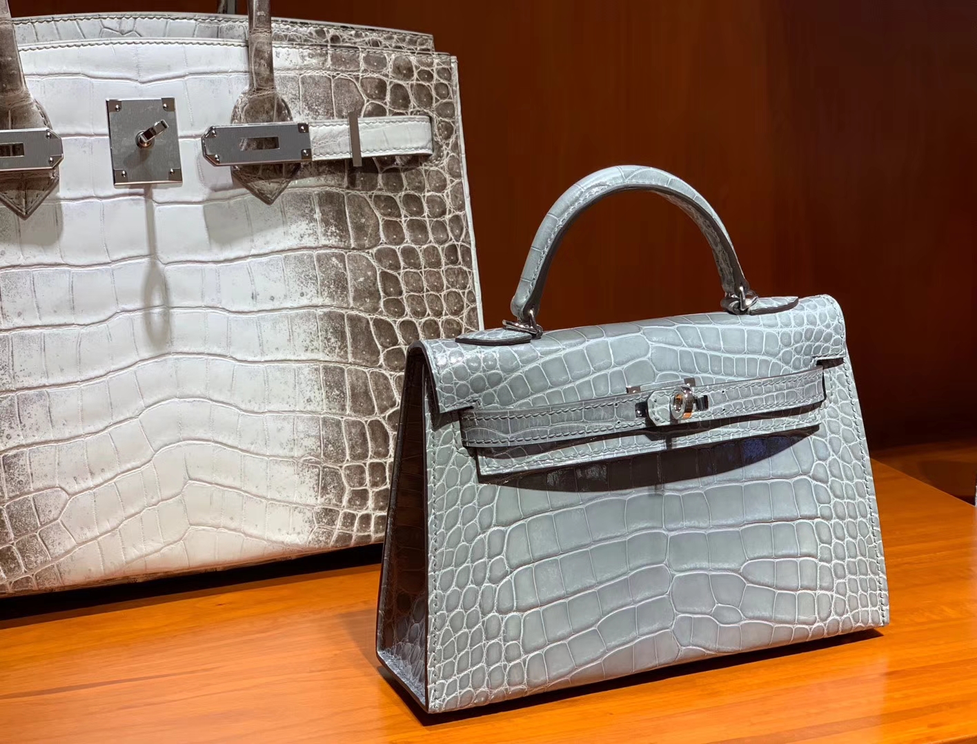 HERMES 爱马仕 Mini Kelly 22cm 二代 手拎包 鳄鱼皮 斑鸠灰