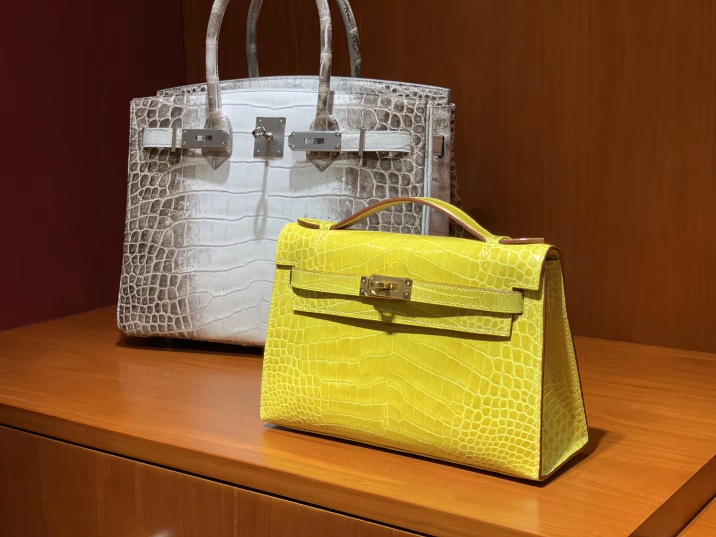HERMES 爱马仕 Mini Kelly 22cm 手拎包 鳄鱼皮 琥珀黄