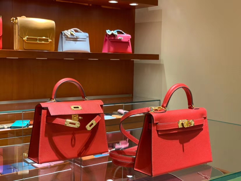 HERMES 爱马仕 Kelly 20cm Epsom Q5 Red 凯利二代掌纹国旗红