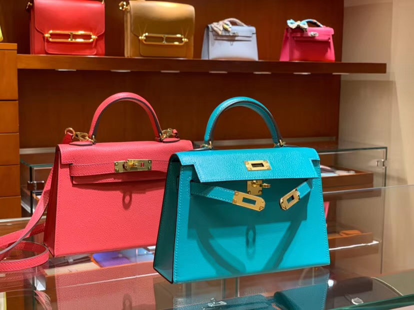 HERMES 爱马仕 Kelly 20cm  凯利二代 山羊皮 孔雀蓝