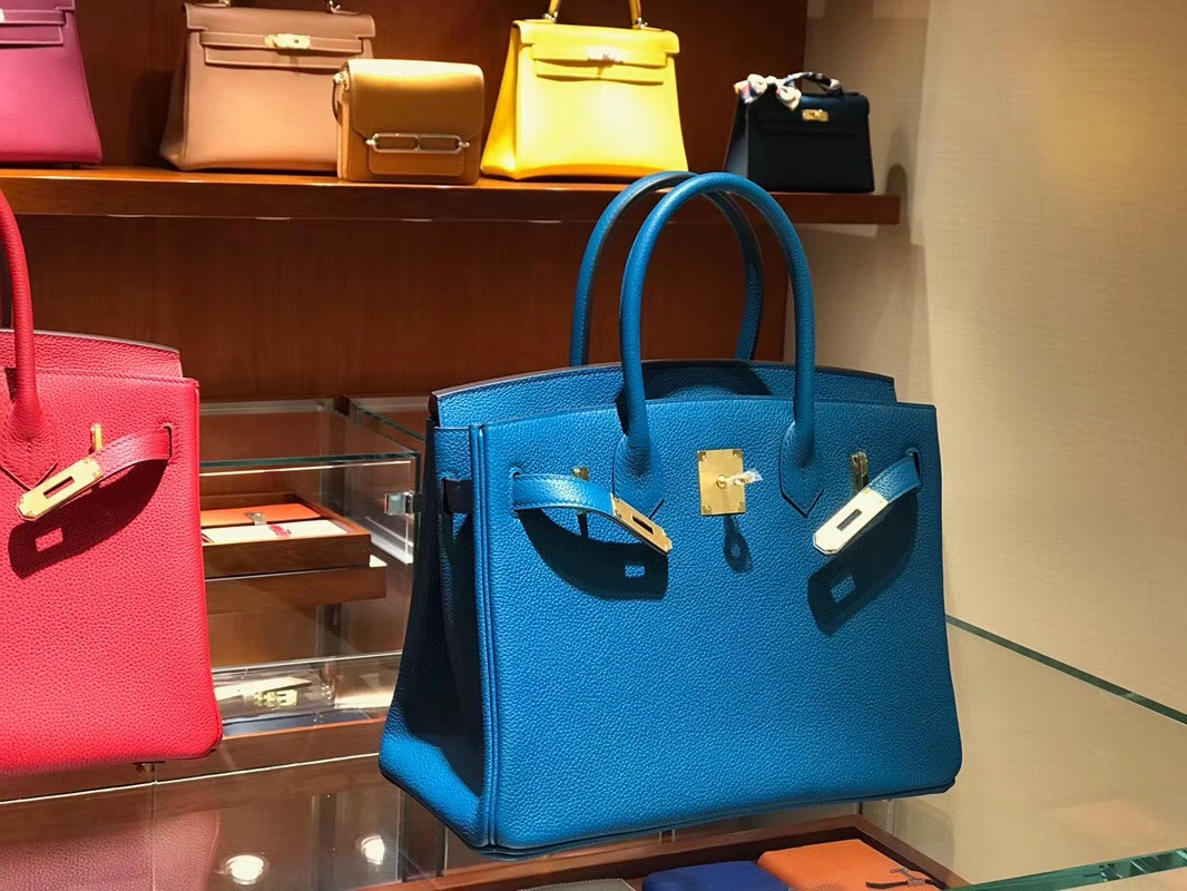 HERMES 爱马仕铂金包 Birkin 25cm 希腊蓝 金银扣可定制 配全套专柜原版包装