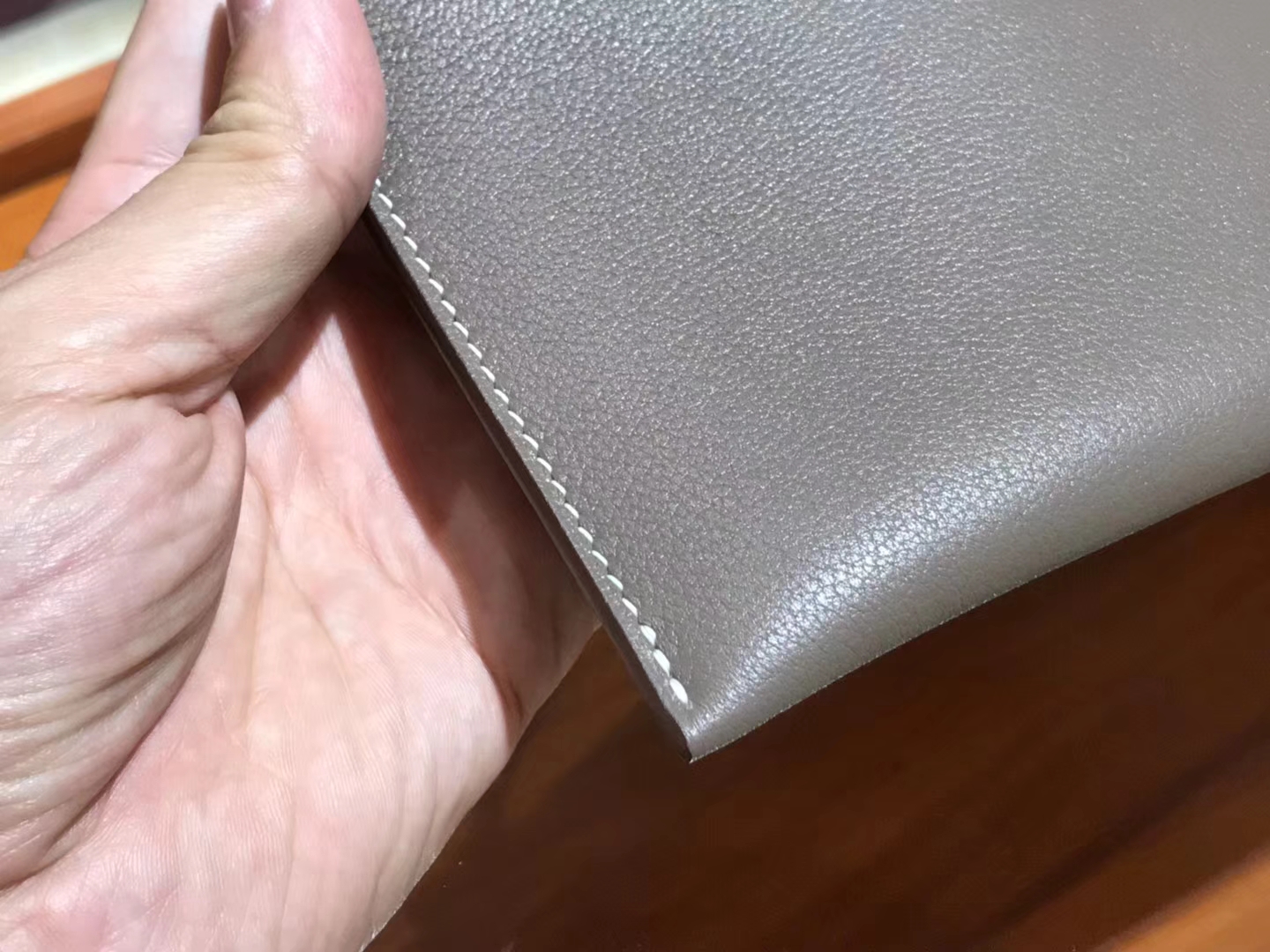 手工定制 男士手包 大象灰 Etoupe CK18 配全套专柜原版包装