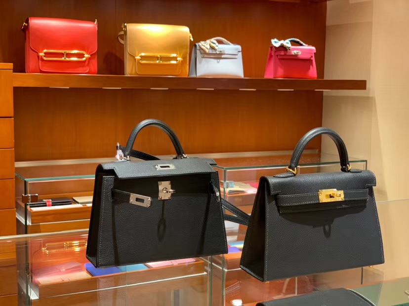 HERMES 爱马仕 Kelly 20cm 凯利二代 Epsom 黑色 金扣