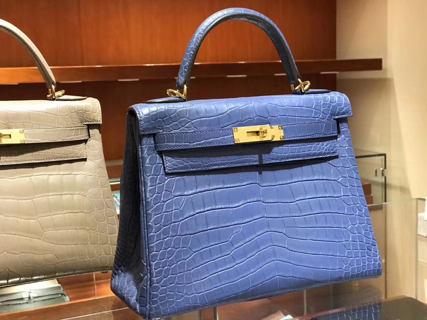 HERMES 爱马仕 凯莉包 Kelly 25cm 28cm 鳄鱼皮 斑鸠灰/玛瑙兰 配全套专柜原版包装