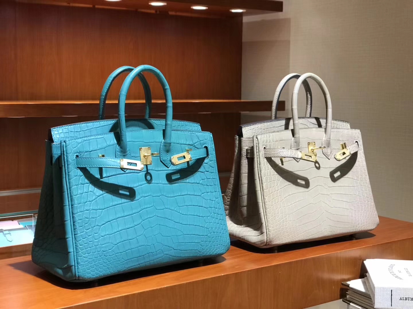 HERMES 爱马仕 Birkin 25cm 30cm 鳄鱼皮 斑鸠灰/天空蓝 金扣现货