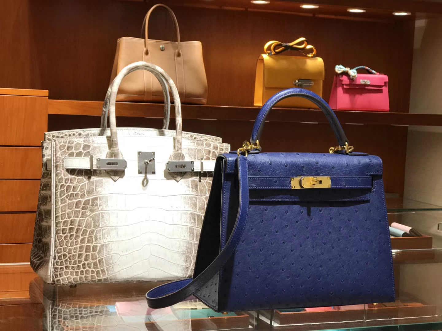 HERMES 爱马仕 凯莉包 Kelly 25cm 28cm 鸵鸟皮 玛尔塔兰  金银扣 配全套专柜原版包装