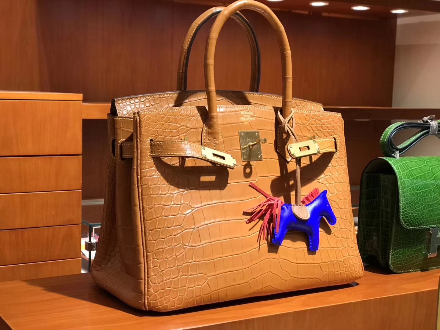 HERMES 爱马仕 Birkin 30CM 鳄鱼皮 金棕色 金扣现货 配全套专柜原版包装