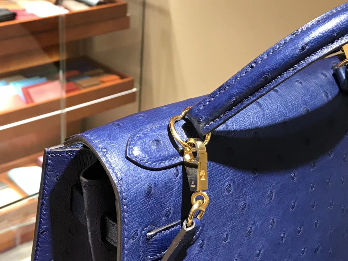 HERMES 爱马仕 凯莉包 Kelly 25cm 28cm 鸵鸟皮 玛尔塔兰  金银扣 配全套专柜原版包装