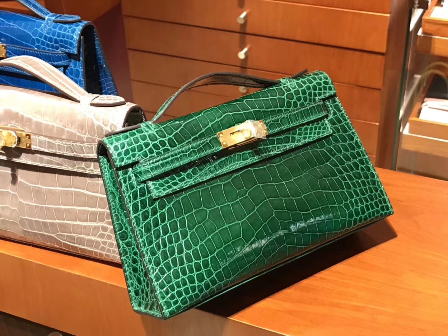 HERMES 爱马仕 MiniKelly 1 祖母绿/翡翠绿/玛瑙兰/斑鸠灰 金银扣