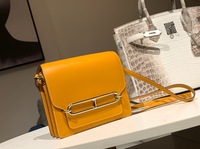 HERMES 爱马仕 Roulis 18cm 24cm swift皮 琥珀黄