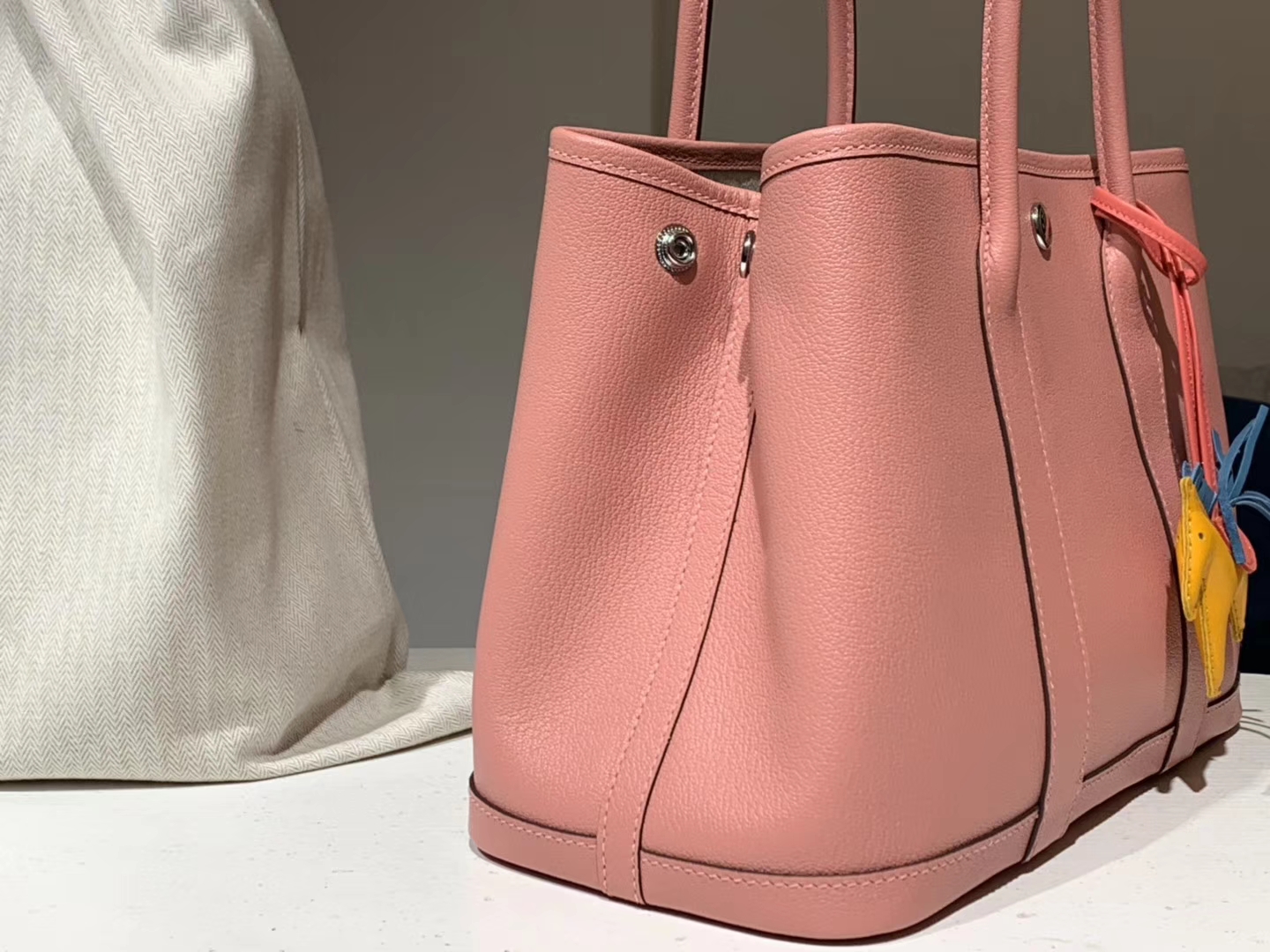 HERMES 爱马仕 Garden Party 花园包 Clemence 奶昔粉  配全套专柜原版包装