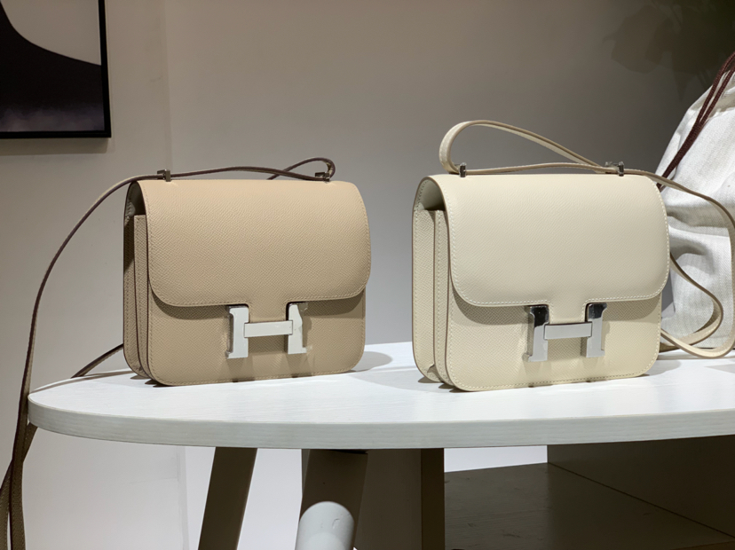 HERMES 爱马仕 空姐包 Constance 18cm 24cm 奶昔白