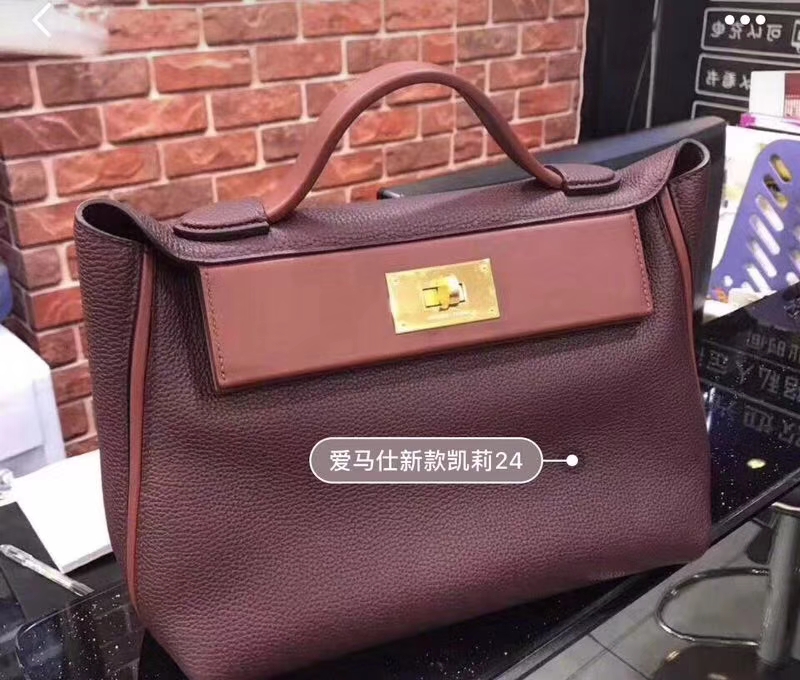 HERMES 爱马仕 kelly24/24 酒红色 接受订单
