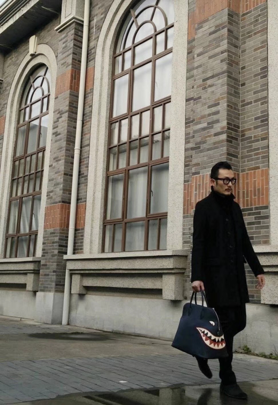 HERMES 爱马仕男包 林俊杰同款鲨鱼包 黑色