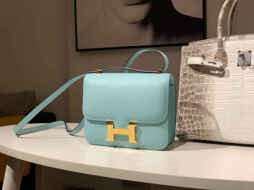 HERMES 爱马仕 空姐包 Constance 18cm 24cm 马卡龙蓝