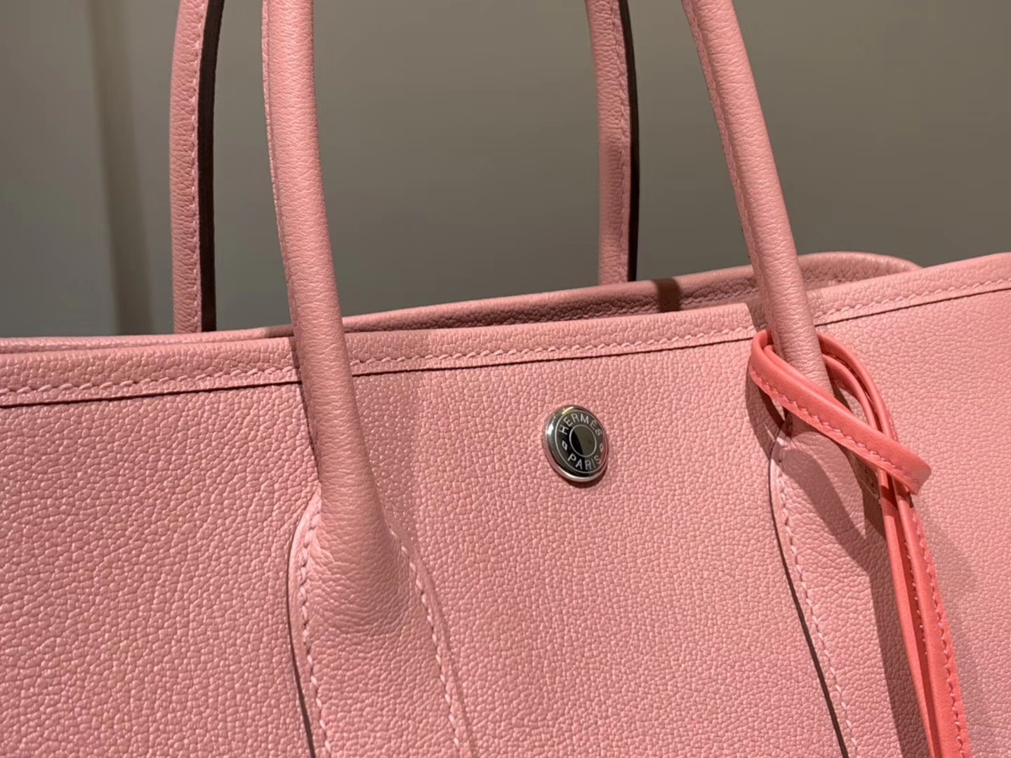 HERMES 爱马仕 Garden Party 花园包 Clemence 奶昔粉  配全套专柜原版包装