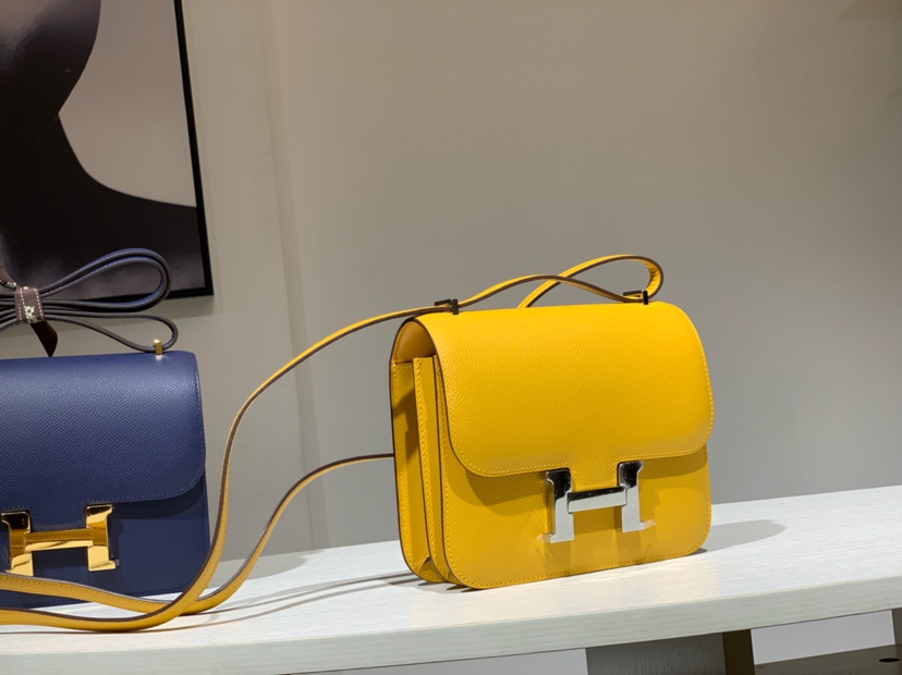 HERMES 爱马仕 空姐包 Constance 18cm 24cm 琥珀黄