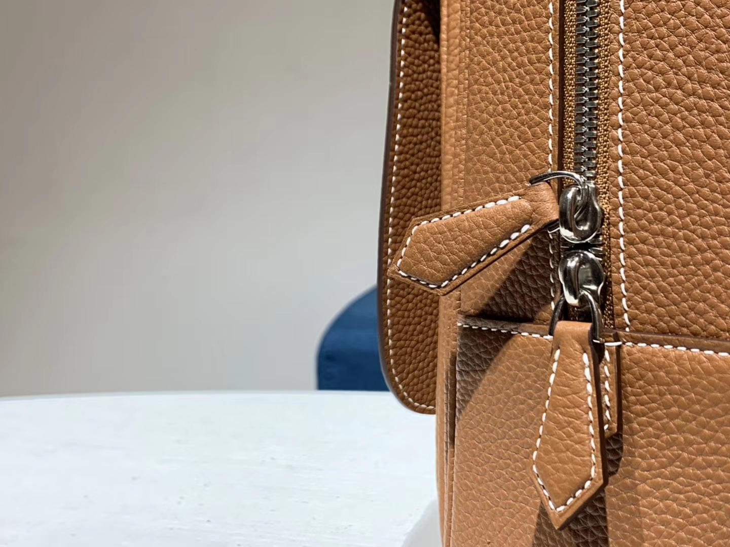 HERMES 爱马仕 手提邮差包 Clemence皮 金棕色 CK37 40×28×9
