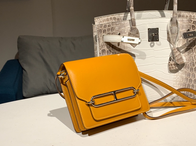 HERMES 爱马仕 Roulis 18cm 24cm swift皮 琥珀黄